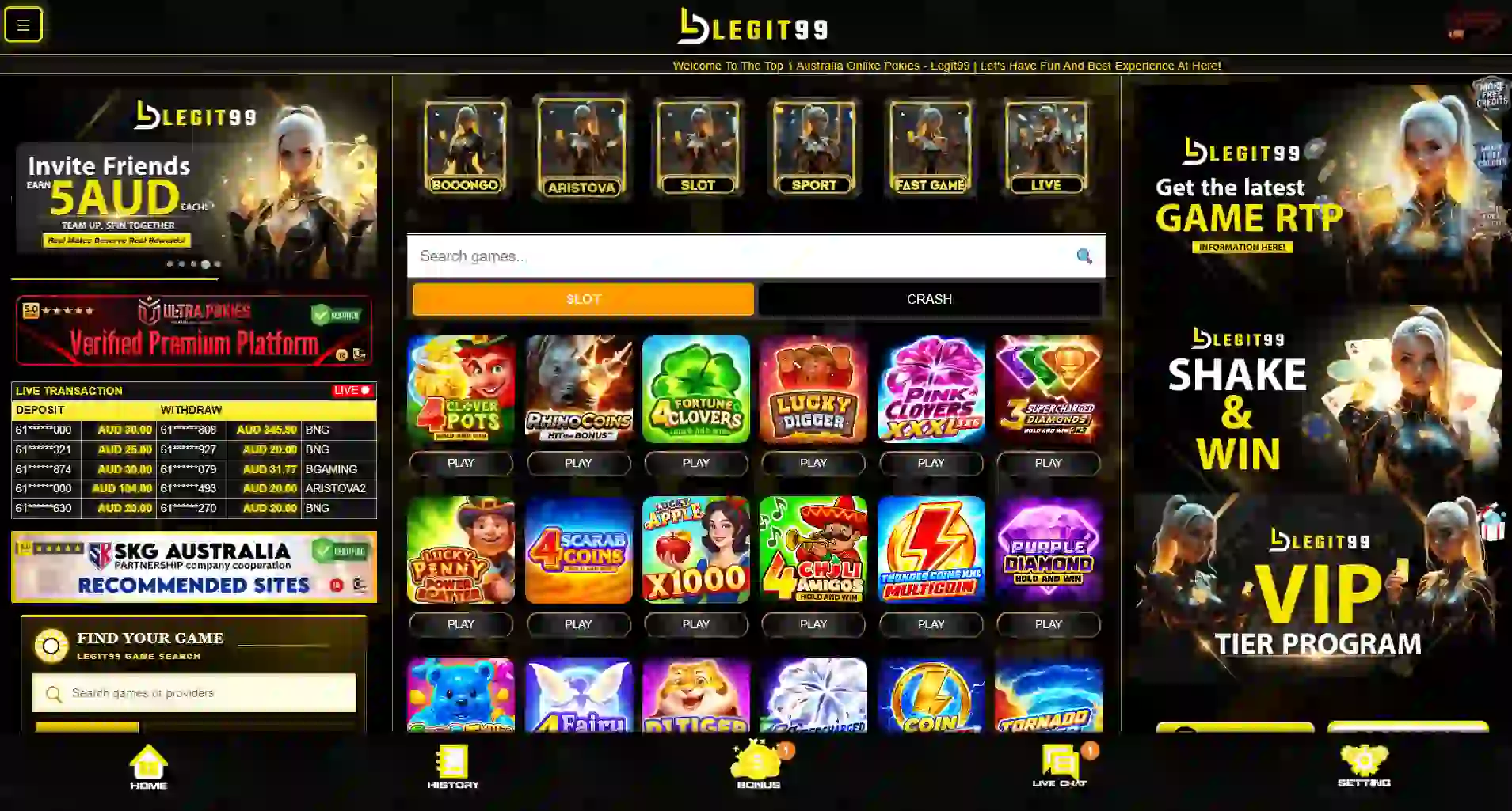Current LEGIT99 website interface